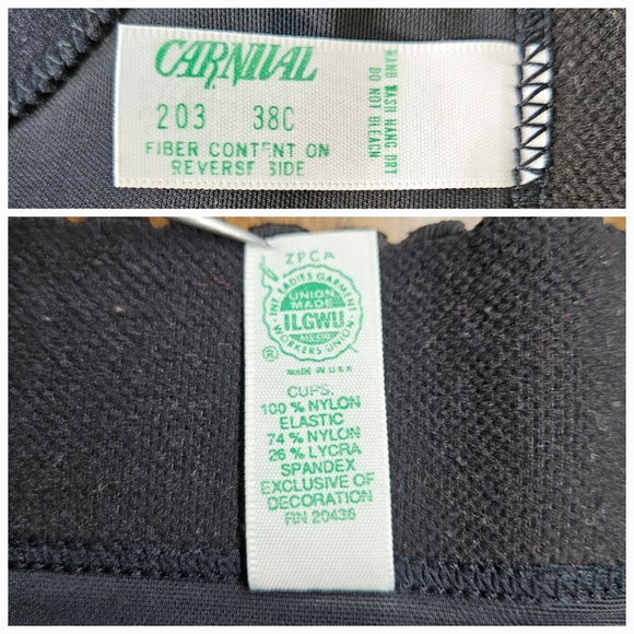 Carnival Size 38C Corset Bra Vintage Black Longline Strapless Low Back Satin - Picture 11 of 12